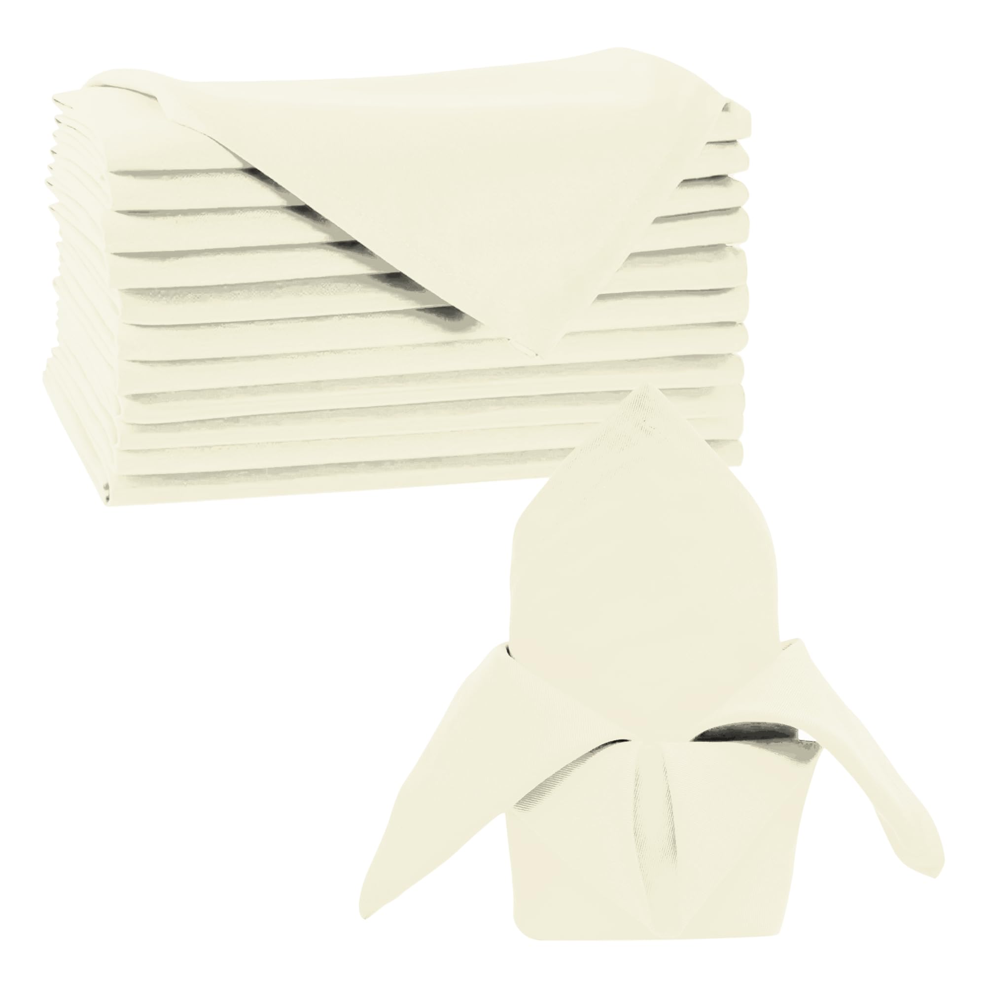 Trimming Shop 20 Inch Ivory Polyester Table Napkins, 50x50cm Square, Reusable, Wrinkle-Resistant Cloth Napkins for Dinner Parties, Events, Weddings, Restaurants & Hotels, 100pcs โ image 1