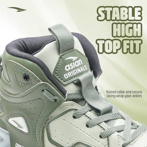 Image of ASIAN Basket-11 Men's Mid-Top Sneakers with Full TPU Sole, Dual-Pillar Bounce Cushioning, Memory Foam Shoes, Premium Design and Arch Support for Sports