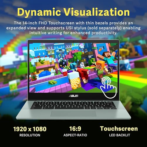 Image of ASUS Chromebook Flip 14 inch FHD Touchscreen Laptop, MediaTek Kompanio 520, 4GB LPDDR4X, 64GB eMMC, MediaTek Integrated Graphics, 720p HD Webcam, WiFi 6, Long Battery Life, Chrome OS, Gray Green (Renewed)