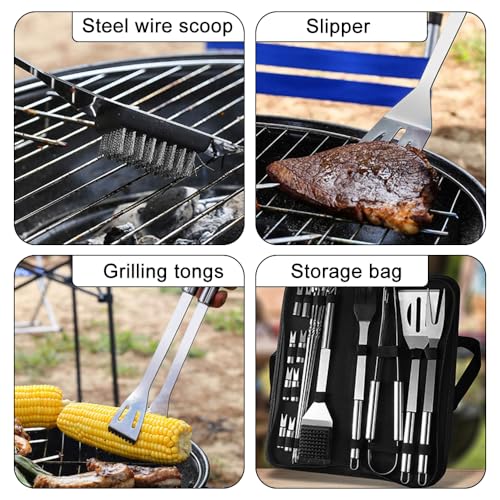 Set de accesorios para BBQ, 20 piezas, acero inoxidable miniatura 4