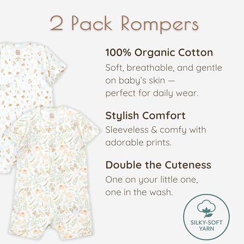 2-Pack Short Sleeve Baby Boy Rompers - Woodland Collection3