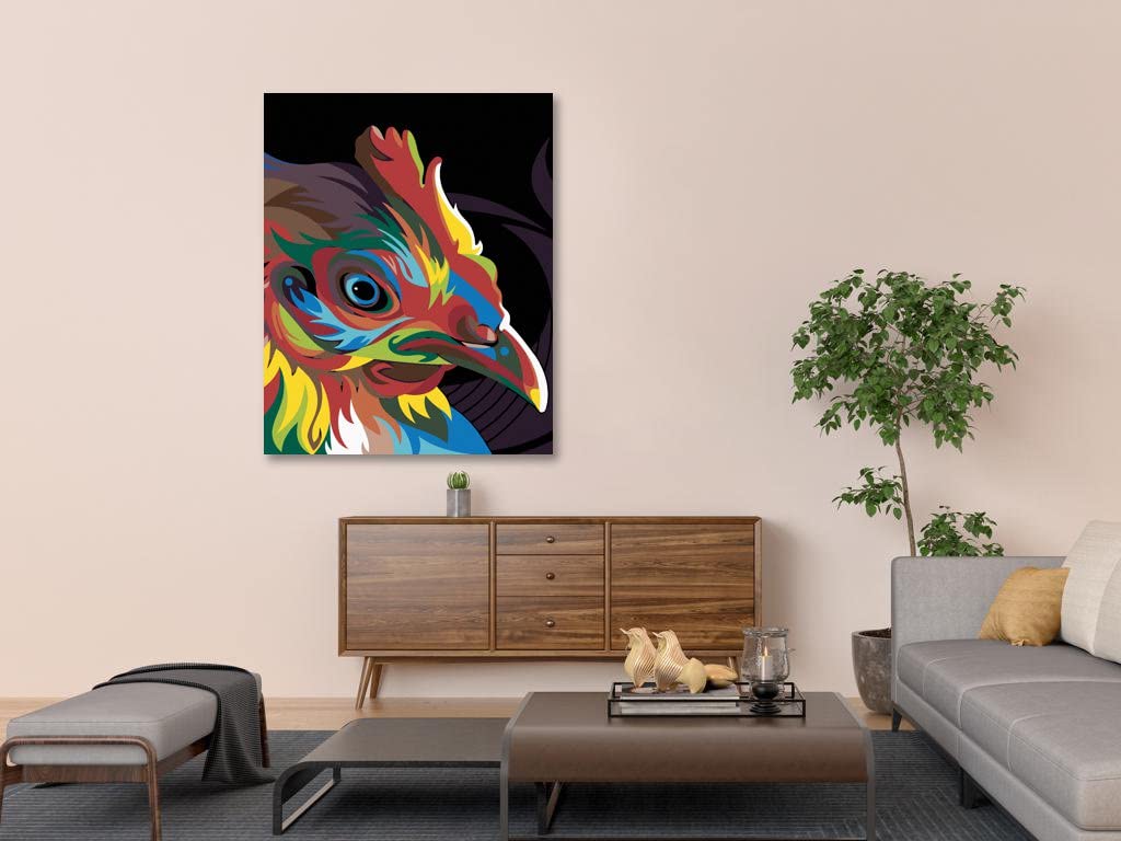 Zuty Malen nach Zahlen - FARBIGE Henne 80x100 cm ohne Keilrahmen