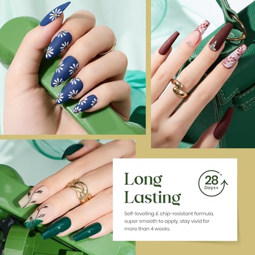 Image of Beetles Fall Gel Polish Set - 20 Colors Nude Brown Shimmer Gel Nail Polish | Chocolate Red Green Blue Glitter with Base &Top Coat, Soak Off UV Needed DIY Home Manicure Kit Gif for Women