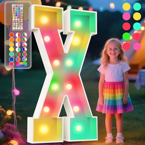 Image of Ledido 4FT Colorful Marquee Light Up Letter X for Party