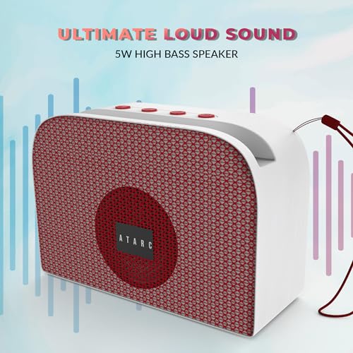 Image of AT-611 Ultimate | 05W Bluetooth Speaker | Hi-fi Stereo Sound Surround | Upto 08 Hours Playback with RGB Lights | Best for Mobile, Laptop /PC, Ipad, Media Players (Red)