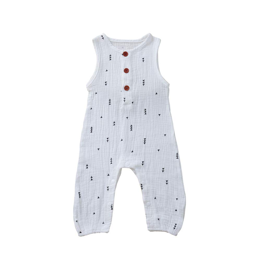AYIYO Unisex bebé niña niño ropa verano sin mangas algodón lino impreso mameluco traje