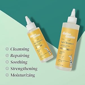 Essential Ear Cleanser – Dog Ear Cleaner – Soothes & Protects Pet Ears – Dog Grooming – Remove Wax & Deodorize – Aloe, Chamomile, Glycerin, Glycolic Acid – Ear Wellness for Dogs – 8oz