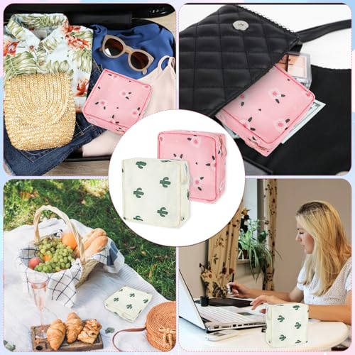 Image of 2Pcs Period Bag, Sanitary Napkin Storage Bag Portable Reusable Sanitary Pads Bags for Women Tampons Holder for Purse Period Pouch with Zipper Feminine Care Kit