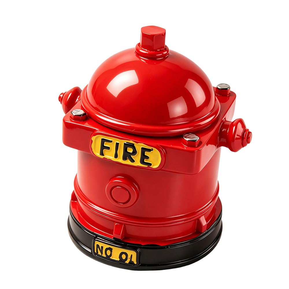 Jehoshaphat 1Pc Vintage Fire Hydrant Shaped Ashtray with Lid, Creative Ornamental Container for Living Room Bar Restaurant Indoor Home Decor