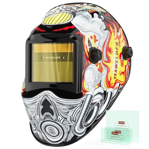 Image of YESWELDER Auto Darkening Welding Helmet, Blue Light Blocking, 1 /1 /1 /1 True Color Solar Powered Welding Hood with 2 Arc Sensors, Wide Shade 3.5 /9-13 Welder Mask for TIG MIG ARC and Grind