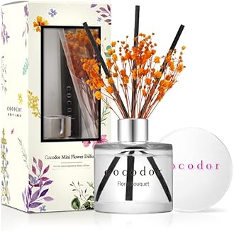 Cocod'or Mini Flower Home & Car Diffuser/Floral Bouquet/1.6oz/Fragrance Decor for Cars Cubicles and Small Rooms/Diffuser Oil Sticks Gift Set