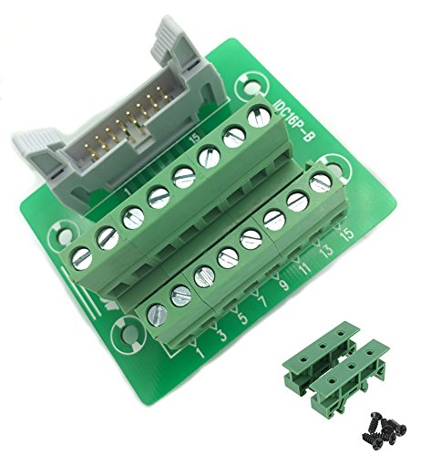 Sysly Idc16 2X8 Pins Male Header Breakout Board Terminal Block Connector With Simple Din Rail Mounting Feet #TOP16