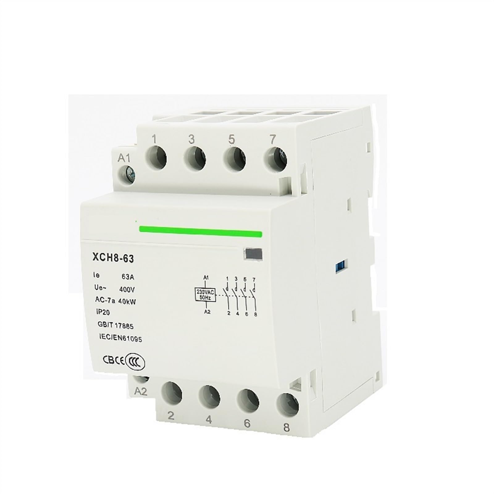 1PCS 4P 32A/40A/63A Su Guida Din for Uso Domestico Ac Modulare Contattore Interruttore di Controllo 220V/230V 50/60HZ 3NO 1NC 4NO 4NC 2NO 2NC (Color : 32A 2NO 2NC)