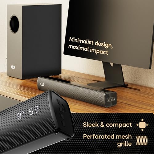 Image of GOBOULT Bassbox X60 2.1 Channel Soundbar 60W Output, BoomX Dual Drivers,Subwoofer, BT V5.4,EQ Mode, Dedicated DSP,Multi-Connectivity HDMI ARC, USB, AUX, Remote Control