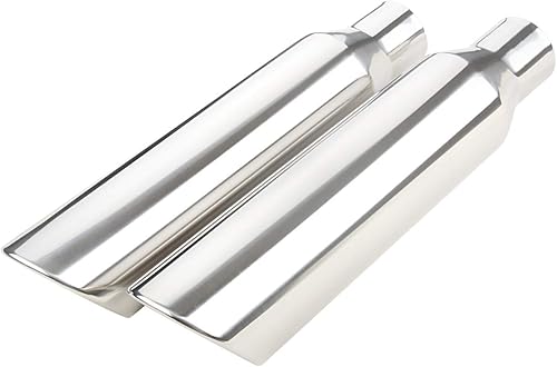 LCGP 2 puntas de escape de entrada de 2.5 pulgadas, entrada de 2.5 pulgadas x 4 pulgadas de salida x 17 pulgadas de longitud total, soldadura,