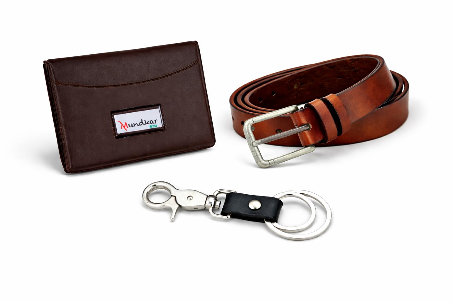 poland Wallet Card Belt & Keychain Combo. Pack of 3 Accessories, Best for Gifting and Person Use (Brown)-picture-18