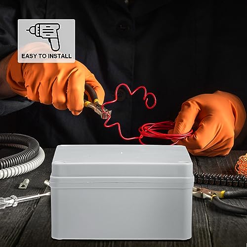 Image of Kanayu Junction Box (6'' x 6'' x 3'') Electrical Conduit Box Waterproof IP65 Water Resistant ABS Plastic Dustproof Enclosure Protect Conduits Fitting Universal for Outdoor Electric Project Gray White