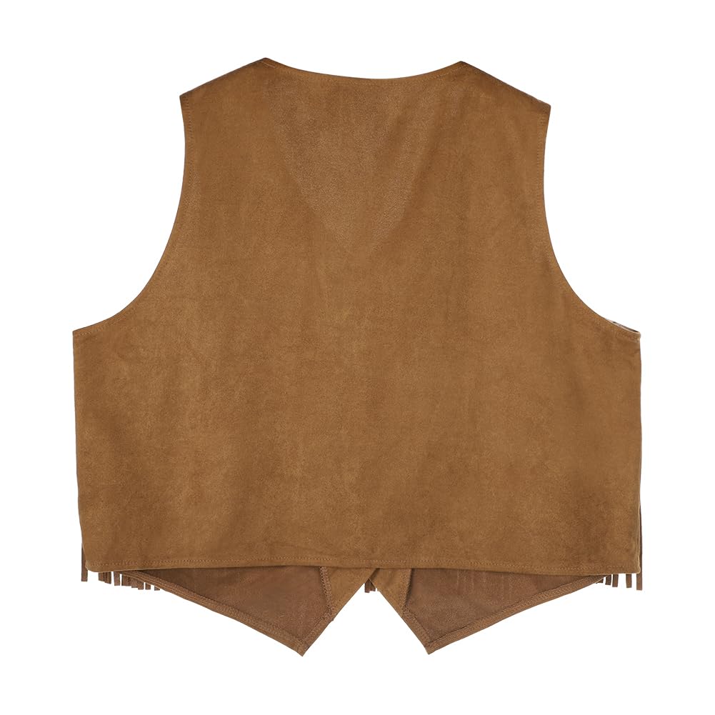 JNGUOSICN Western Cowgirl Costume Set for Women Fringe Vest Cowboy Hat 60s 70s Hippie Costume Clothes Open Front Sleeveless Waistcoat Jacket for Hippie Disco Carnival Halloween Party - Image 4