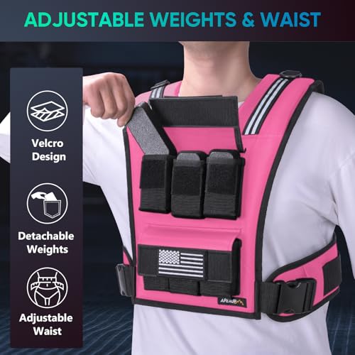 Image of APEXUP Adjustable Weighted Vest Men 20lbs /30lbs /40lbs Weights with Reflective Stripe, Weight Vest Woman Workout Vest for Strength Training Running Walking