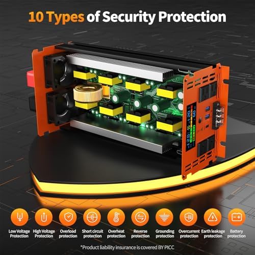 5000와트 파워 인버터 12V DC - 120V/110V AC 차량용 차량용 컨버터용 — 사진 3
