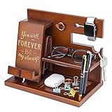 awofer Wood Docking Station For Men Personalized Gifts For Man Wooden Gifts For Husband Him Boyfriend Mens Anniversary Valentines Christmas Birthday Gift Engraved Phone Nightstand Organizer