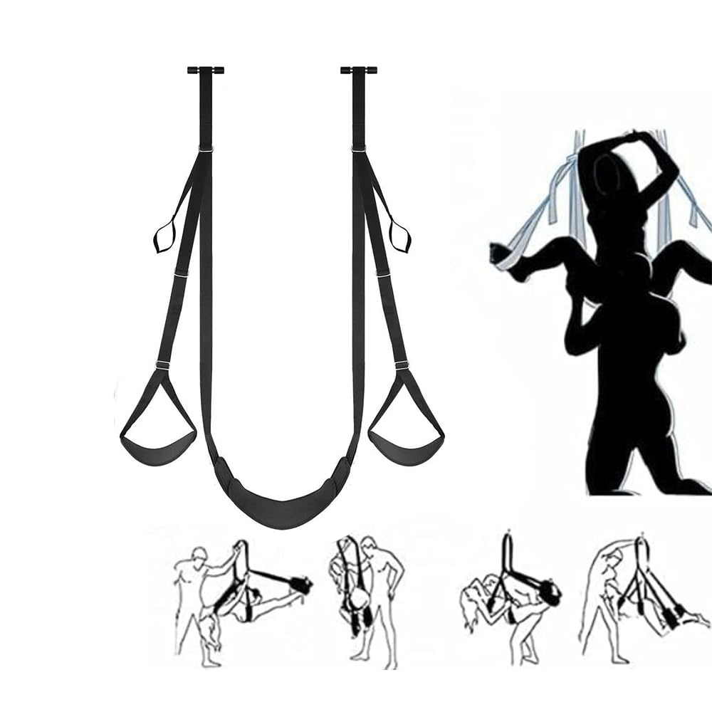 GeRRiT Balançoire de Suspension adaptés au Yoga en Salle avec siège réglable et élingue de Porte divisée Noir, W0301