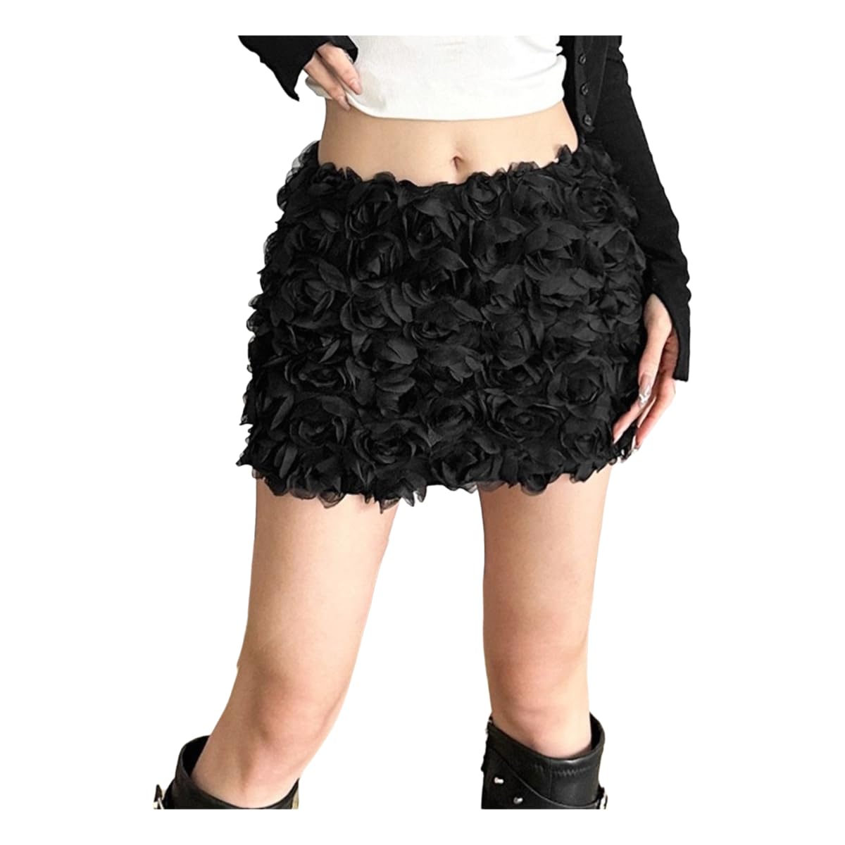 Jupes femme haute taille d'été à motif noir floral pour sublimer la silhouette