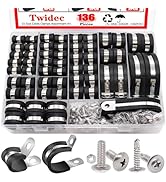 Twidec/136PCS Cable Clamps Assortment Kit 304 Stainless Steel Rubber Coated Cushion Clamps 10 Siz...