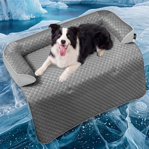Cooling Mat for Dogs, Self Cooling Dog Bed for Couch, Orthopedic Pet Sofa Bed with Removable...