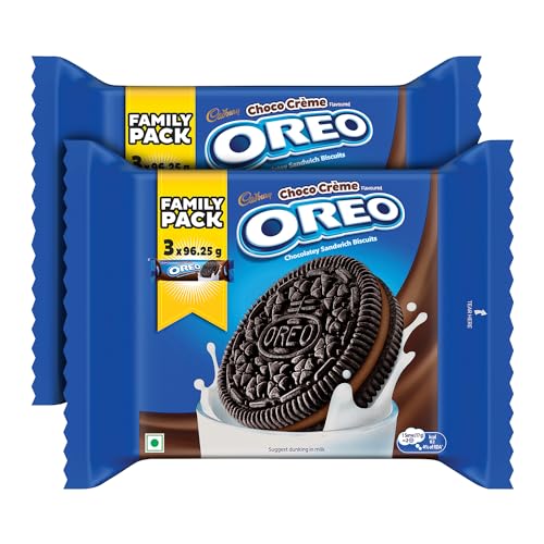 Image of Cadbury Oreo Chocolate Flavour Creme Sandwich Biscuit, 288.75 g (Pack of 2)