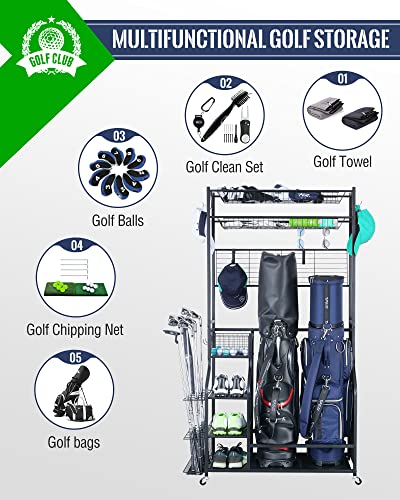 Image of Mythinglogic Golf Bag Storage Organizer with Club Rack for Garage