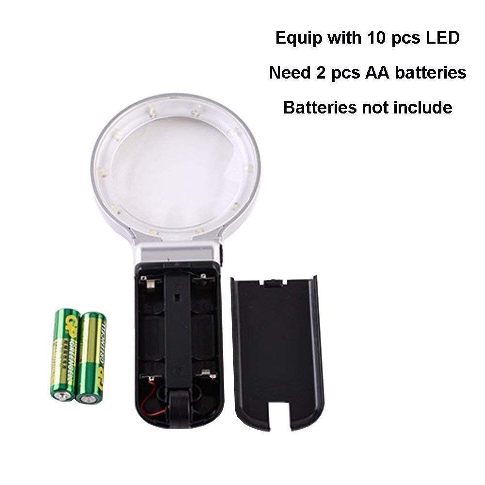 ADITAM Loupe d'écran Portable Pliable LED/loupe de Bureau 10 Fois Plus Haute définition pour la Lecture des Personnes âgées, l'évaluation des Bijoux, la réparation et d'autres loupes
