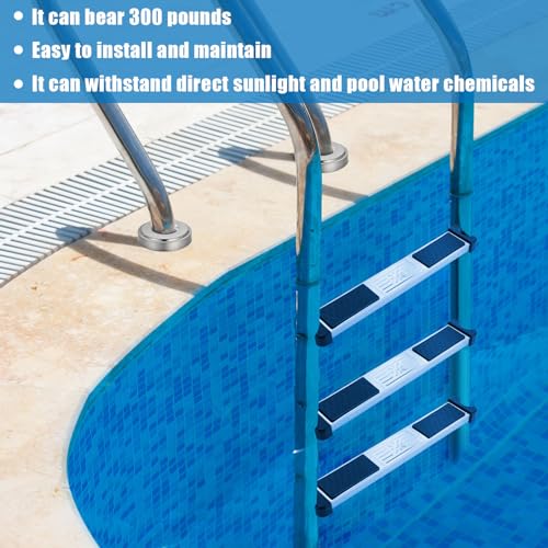 XLSXEXCL 3 Pack Stainless Steel Swimming Pool Ladder Steps with Pool Ladder Bumpers & Pool Ladder Escutcheon Plates, 18\'\' Heavy Duty Replacement Pool Ladders for Inground Swimming Pools
