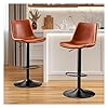 Vintage Bar Stool Height Adjustable Crazy Horse Leather Bar Chair with Wide Seat and Base Bistro Stool Ergonomic Counter Height Stool with Back for Kitchen Dining Bistro Pubx Set of 2 Brown