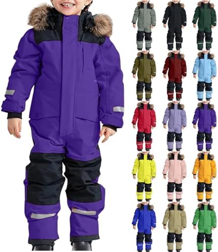 Girls Boys Snow Suit Kids One Piece Snowsuit Waterproof Windproof Winter Jumpsuits Overalls Snowboarding Ski Suits