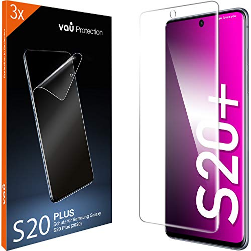 vau 3X Schutzfolie kompatibel mit Samsung Galaxy S20 Plus (6.7) 3D Flextanium Panzer-Folie volle Abdeckung (Displayschutzfolie KEIN Glas) S20+