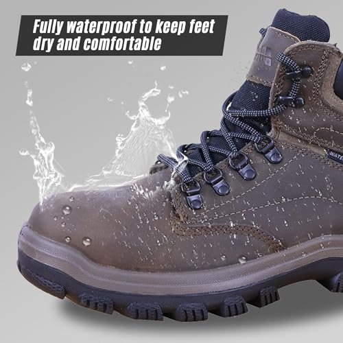 Image of Mens Non Slip Steel Toe Work Shoes with 2 Different Insoles Waterproof & Oil Resistant ASTM F2413