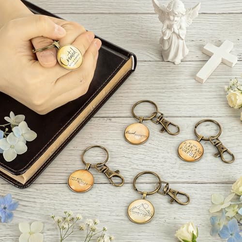 Image of Fumete Christian Keychain Bulk Bible Verse Religious Key Chains Scripture Quote Positive Gift for Women Men Church Pastor