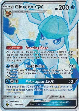 Pokémon Glaceon GX - SV55/SV94 - Shiny Ultra Rare Hidden Fates Single Collectible Card
