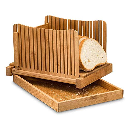Bambusholz Brotschneidemaschine Faltbare Und Compact Dicke Brotschneideanleitung Mit Crumb Catcher Tray Für Selbstgebackenes Brot, Brotlaib