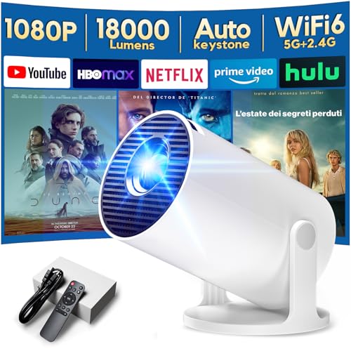 [Apps integrate & 2025 Upgraded] AKIYO O2 Mini Proiettore WiFi 6 Bluetooth 5.4, Proiettore Portatile...