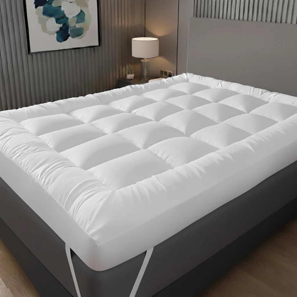 Extra Deep 10cm Mattress Topper Double Bed – Luxury Quilted Hotel Quality Mattress Pad, ...