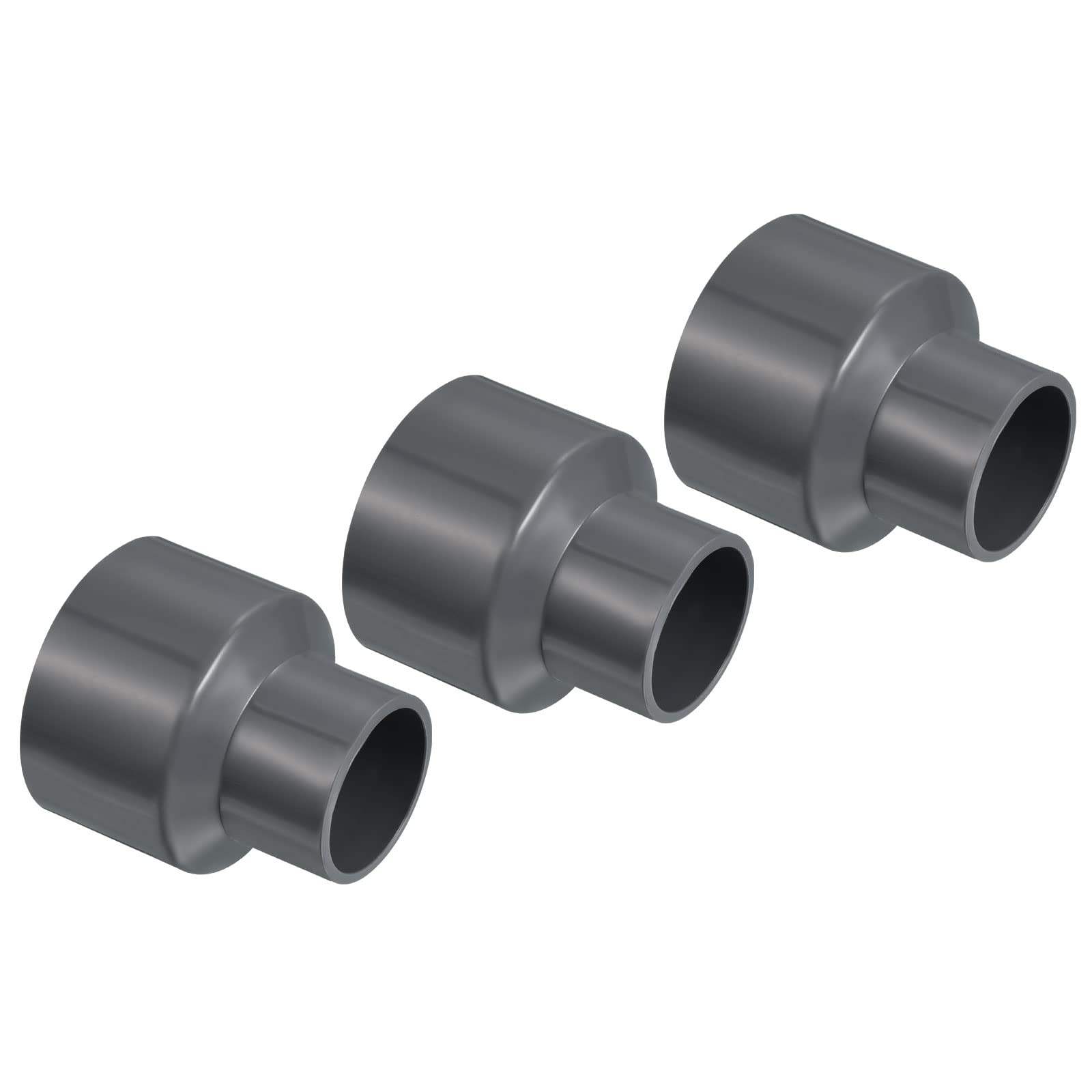 PATIKIL PVC Reductor Tubo Montaje 50x32mm, 3 Paquete Recto Acoplamiento Adaptador Conector, Gris