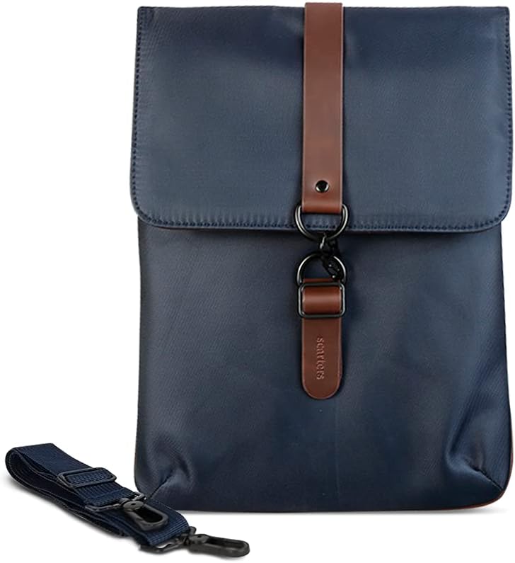 Originals Canvas Splash-Proof Navy Blue Ultra-Sleek Designer Laptop/Tablet/MacBook Sleeve for 14 Inch : Folio Vol. I - Cross Body Messenger