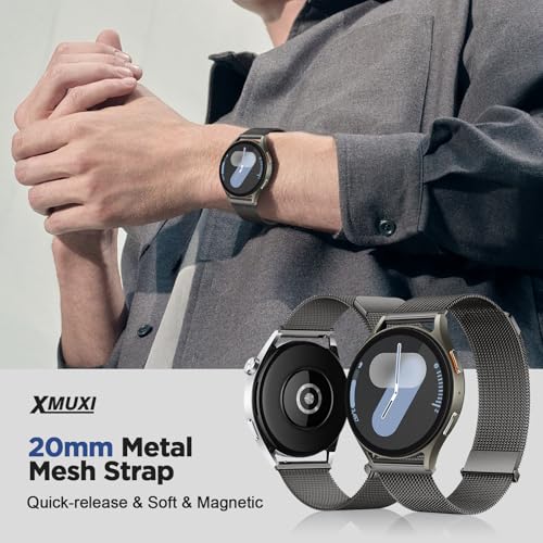 Image of Magnetic 20mm Stainless Steel Mesh Strap Compatible with Samsung Galaxy Watch 7 /6 /5 /4 /FE 40mm 44mm Milanese Bands Compatible with Huawei GT3 42mm /Vivoactive 6 /5 /3,forerunner 165,Venu 2 Plus