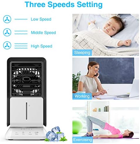 Personal Air Cooler, Infray Portable Oscillating Air Conditioner Desk Fan Mini Evaporative Cooler, Mist Humidifier, Air Circulator Desktop Space Cooler with Timer Function for Home Office Bedroom