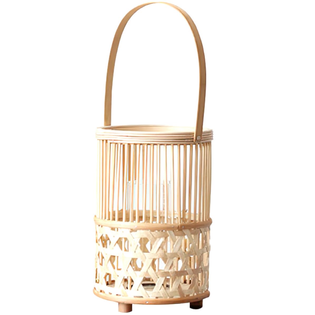 Candelabro de Bambú Tejido Asa para Decoración Retro