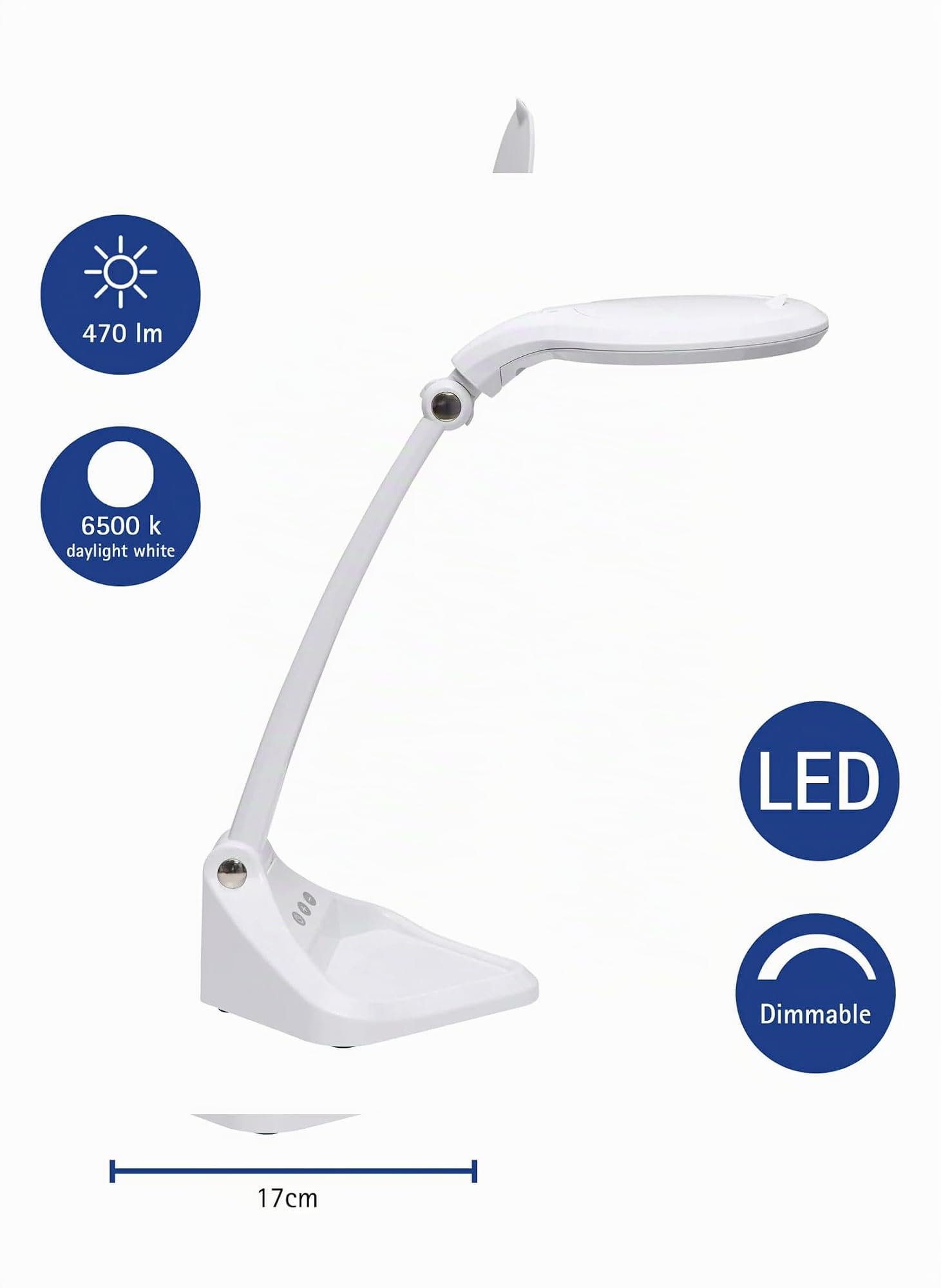 MAUL 8261202 LED Lupenleuchte | ingrandimento preciso, luce regolabile, testa orientabile, base stabile, ideale per lavori di dettaglio