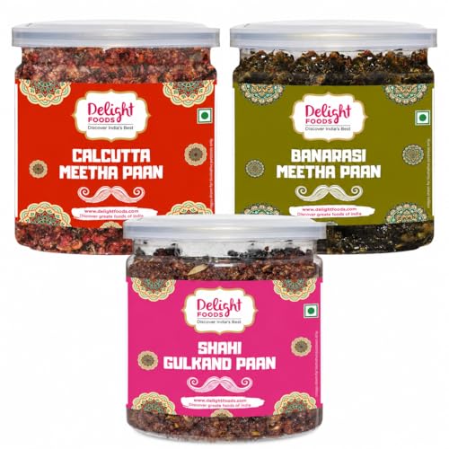 Image of Delight Foods Calcutta Meetha Paan mukhwas, Banarasi & Gulkand Paan 900g (300g x 3) | Mouth Fresheners & Digestive, After Meal Snack | Without Supari | Traditional Sweet mix & Refreshing