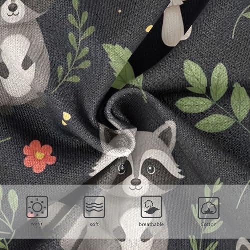 Cute Raccoons Floral Black Little Girl Panties Girls Underwear Toddler Cotton Fancy Kids Undies Briefs 2t3